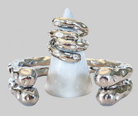 Silver Double Cuff Double Ring