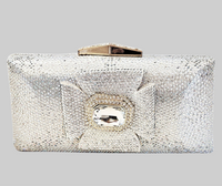 Silver Jeweled Bow Clutch