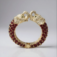 Red Double Head Elephant Cuff Bracelet