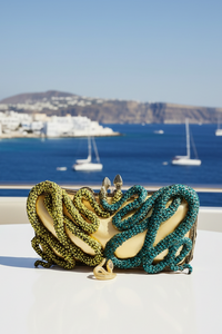 Snake Crystal Clutch and Sterling Silver Gold Plated Snake Ring