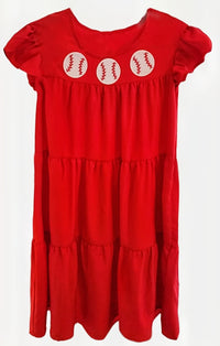 Red Triple Sequin Baseball Dress