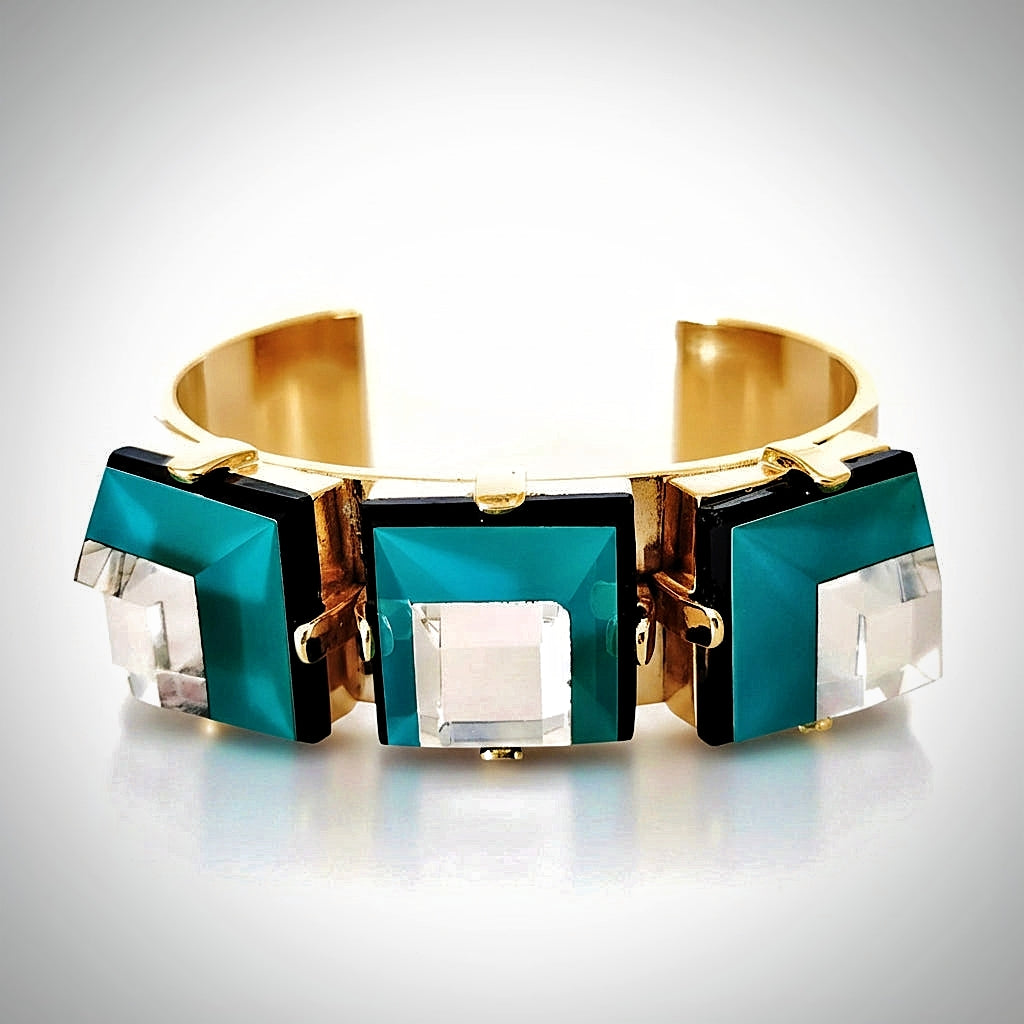 Teal and Gold Cuff