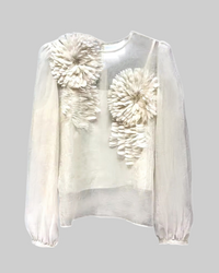 Ivory 3D Flower Translucent Blouse