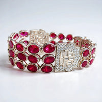 Sterling Silver Oval Cut Ruby Bracelet