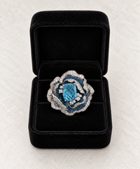 Sterling Silver Blue Blooming Flower Ring