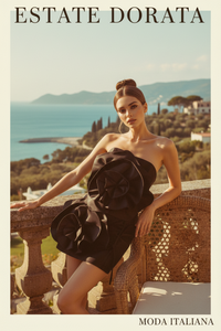 Black 3D Flower Mini Dress