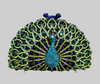 Blue and Green Crystal Peacock Clutch