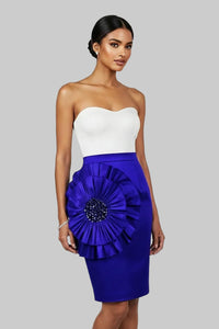 Royal Blue 3D Flower Pencil Skirt