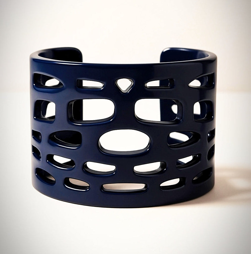 Navy Geometric Resin Cuff