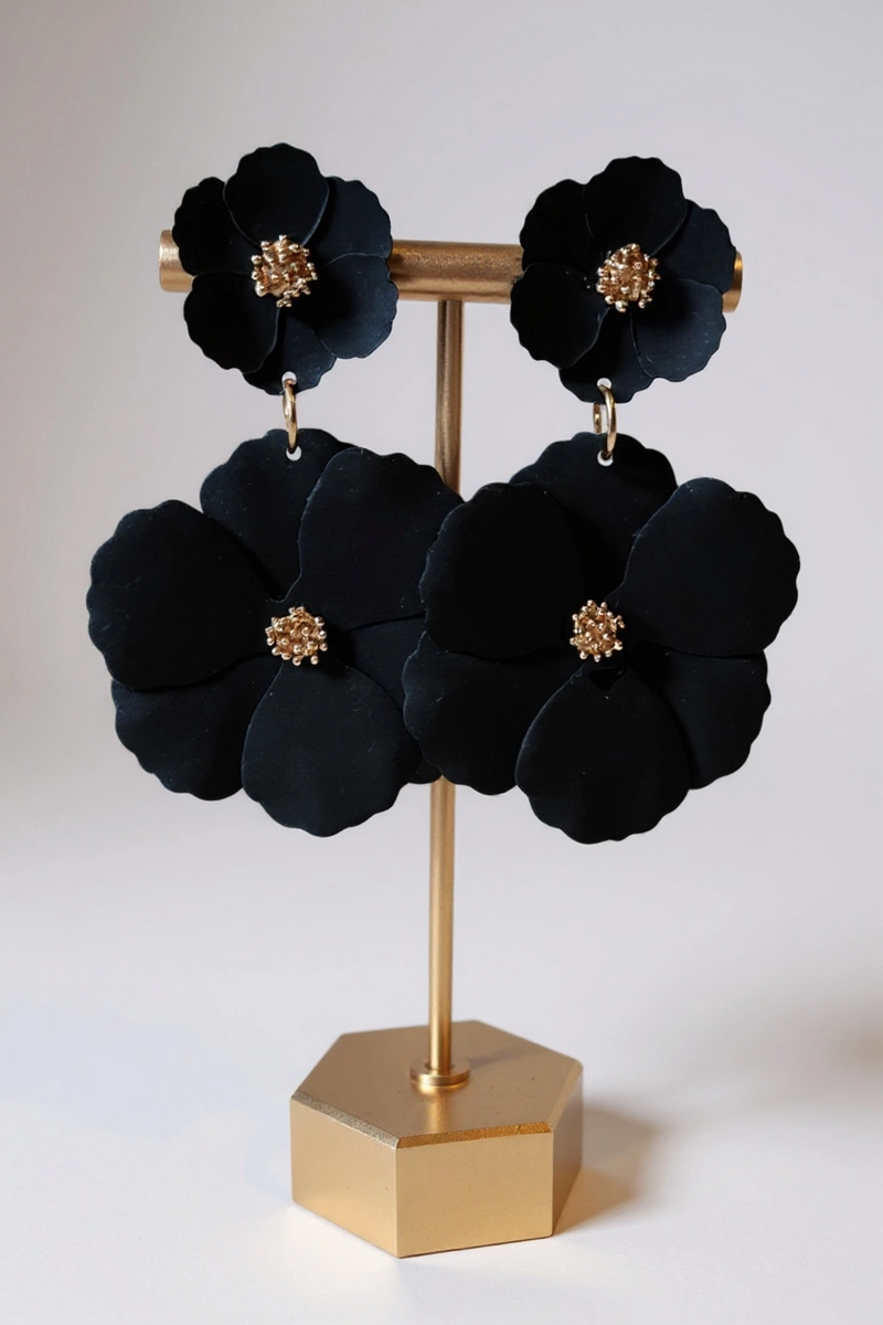 Black Flower Earrings