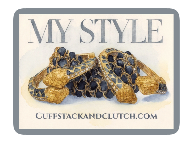 Black and Gold Snake Cuffs and Beaded Stretch Bracelet