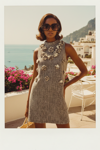 Gray Sleeveless 3D Flower Dress