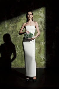 Green and White Crystal Flower Clutch
