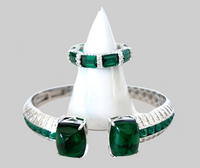 Sterling Silver Emerald Ring and Cuff Bracelet