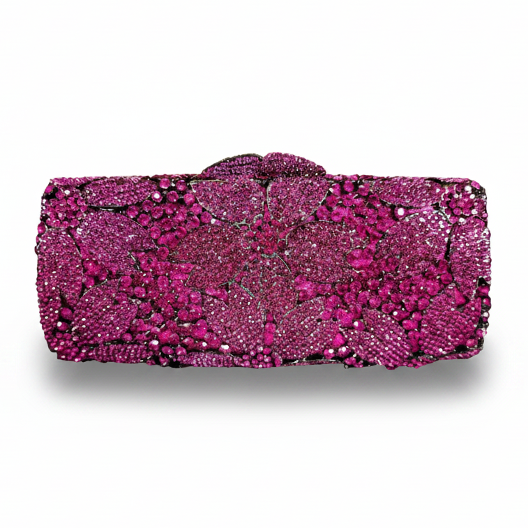 Purple Flower Crystal Clutch