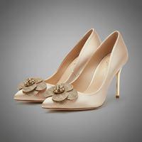 Bronze Jeweled Flower Shoe Ornaments