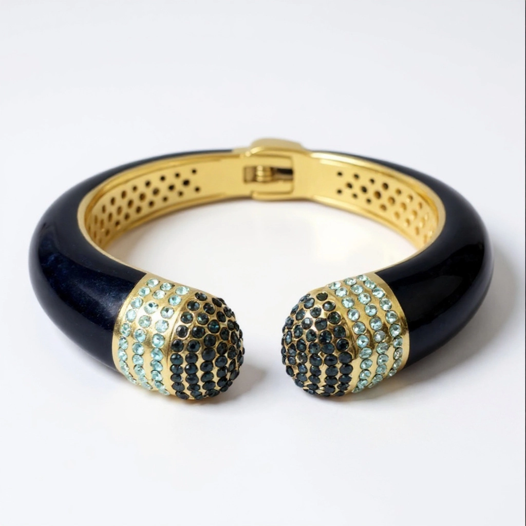 Navy Blue and Pave Stone Cuff