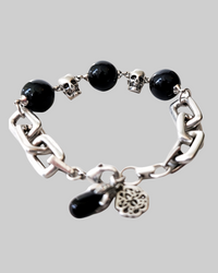 Silver and Black Skull Bracelet