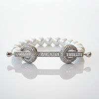 Silver Marble Stone Clutch, Sterling Silver Cuff Bracelet, Beaded Bracelet and Ring