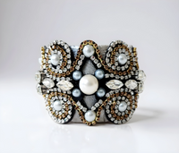 Silver and Gold Jeweled Cuff Bracelet
