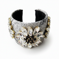 Grey Jeweled Cuff Bracelet