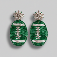 Green Football Earrings