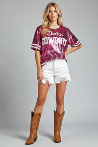 Dallas Cowboys Hot Pink Oversized Sequin Shirt