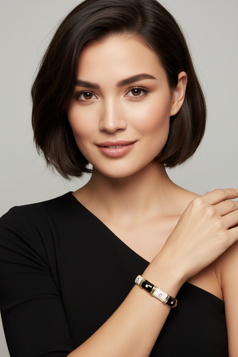 Black, Ivory and Gold Bracelet