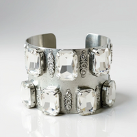 Silver Jeweled Cuff Bracelet