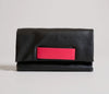 Black and Red Leather Hand Strap Clutch