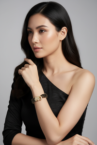 Black Single Head Elephant Cuff Bracelet
