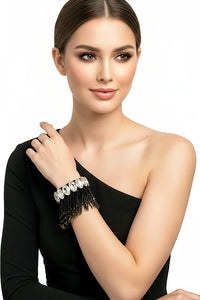Black Tassel Cuff Bracelet