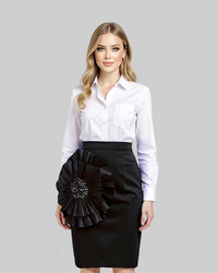 Black 3D Flower Pencil Skirt