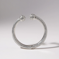 Sterling Silver Diamond Open Charm Bangle