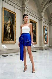 Royal Blue 3D Flower Mini Skirt