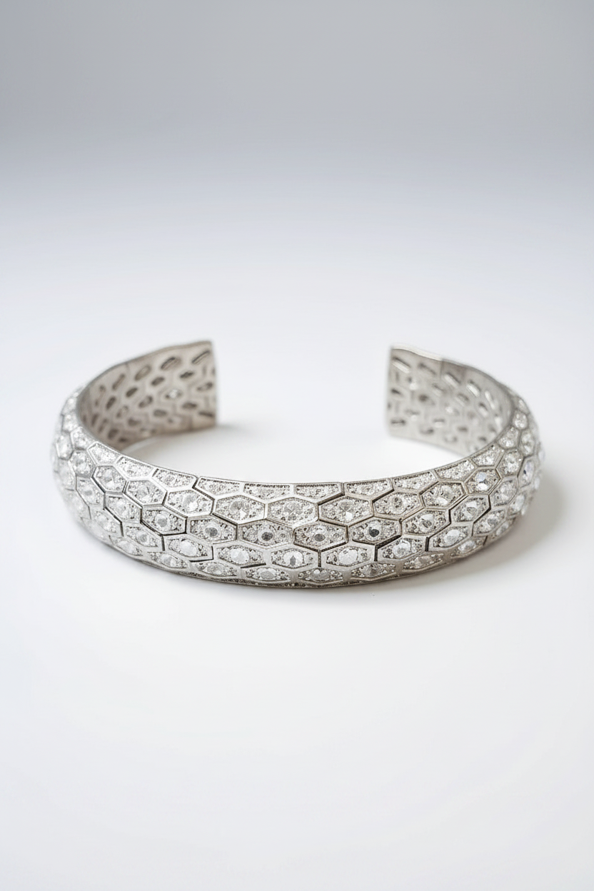 Sterling Silver Diamond Cuff Bracelet