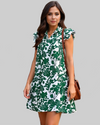 Green and White Floral Mini Dress