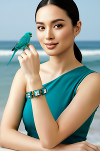 Teal and Gold Cuff