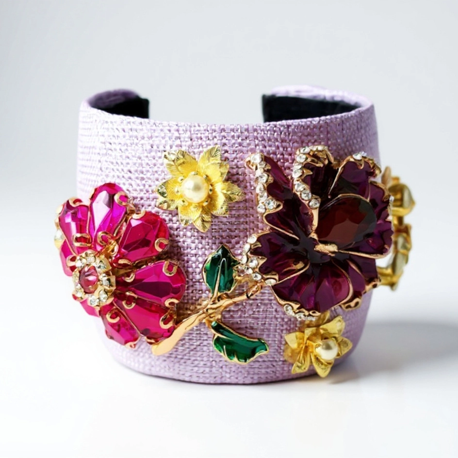 Purple Flower Cuff Bracelet