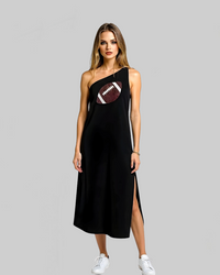 Black One Shoulder Sequin Football Maxi Dress