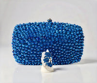 Blue Crystal Clutch and Sterling Silver Half Butterfly Ring