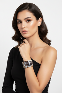 Brown Agate Slice Cuff Bracelet