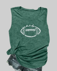 Green Sleeveless Football T-shirt