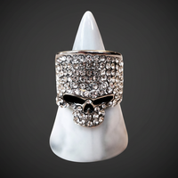 Silvertone Crystal Skull Ring