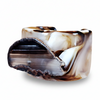 Brown Agate Slice Cuff Bracelet