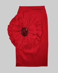 Red 3D Flower Pencil Skirt