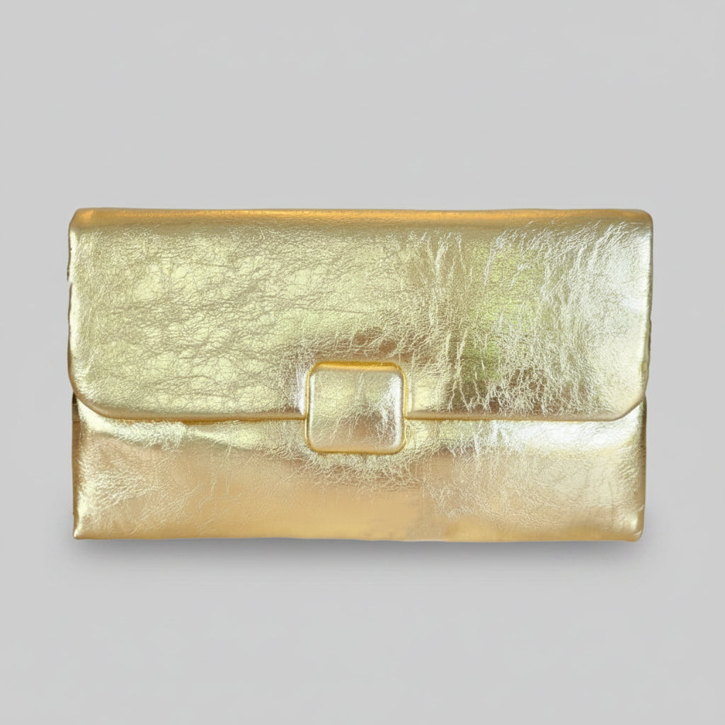 Gold Leather Clutch