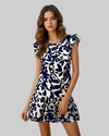 Navy and White Print Sleeveless Mini Dress