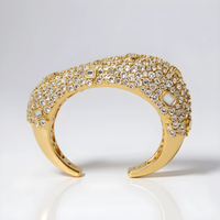 18K Gold Plated Diamond Baroque Mirror Embellished Cuff Bracelet
