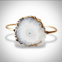 White Geode Slice Cuff Bracelet